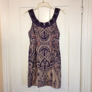Free People Crochet Neckline W/ Flower Jewel Dress